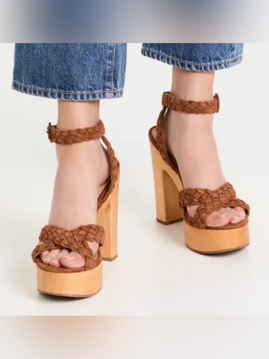 Veronica Beard Shoes - Veronica Beard Gael Suede Braided Ankle Strap Platform Sandals